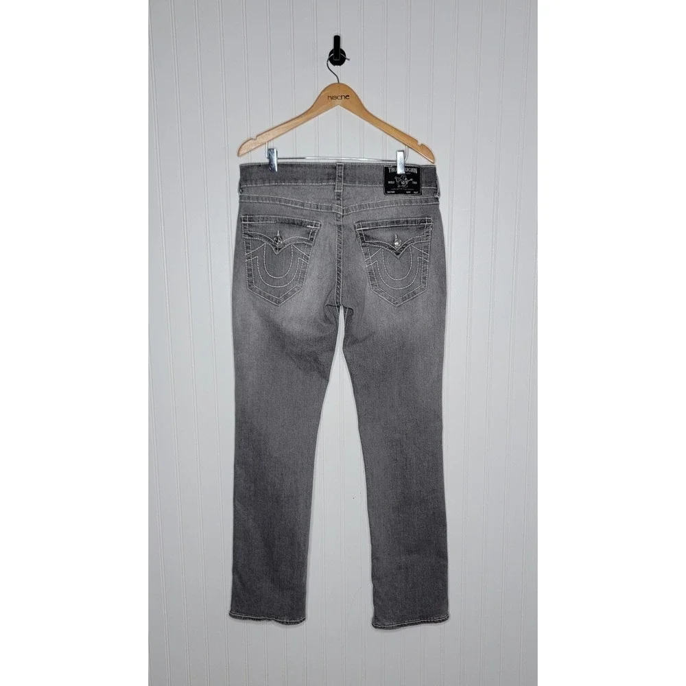 True Religion Ricky Relaxed Straight Gray Denim Men's Size 31 Flap Back Pockets